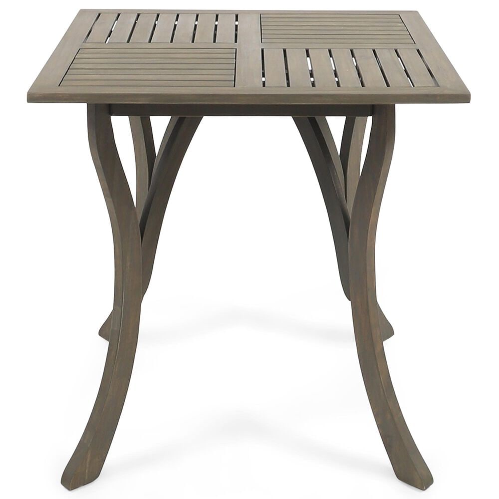 Hearth and Haven Outdoor 31.5 Inch Square Wood Dining Table with Curved Y-Shaped Legs in Gray, , large