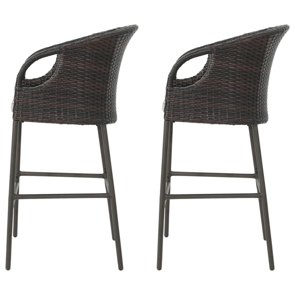 Hearth and Haven Outdoor Bar Stool with Waterproof Cushion in Multi-Brown &#40;Set of 2&#41;, , large