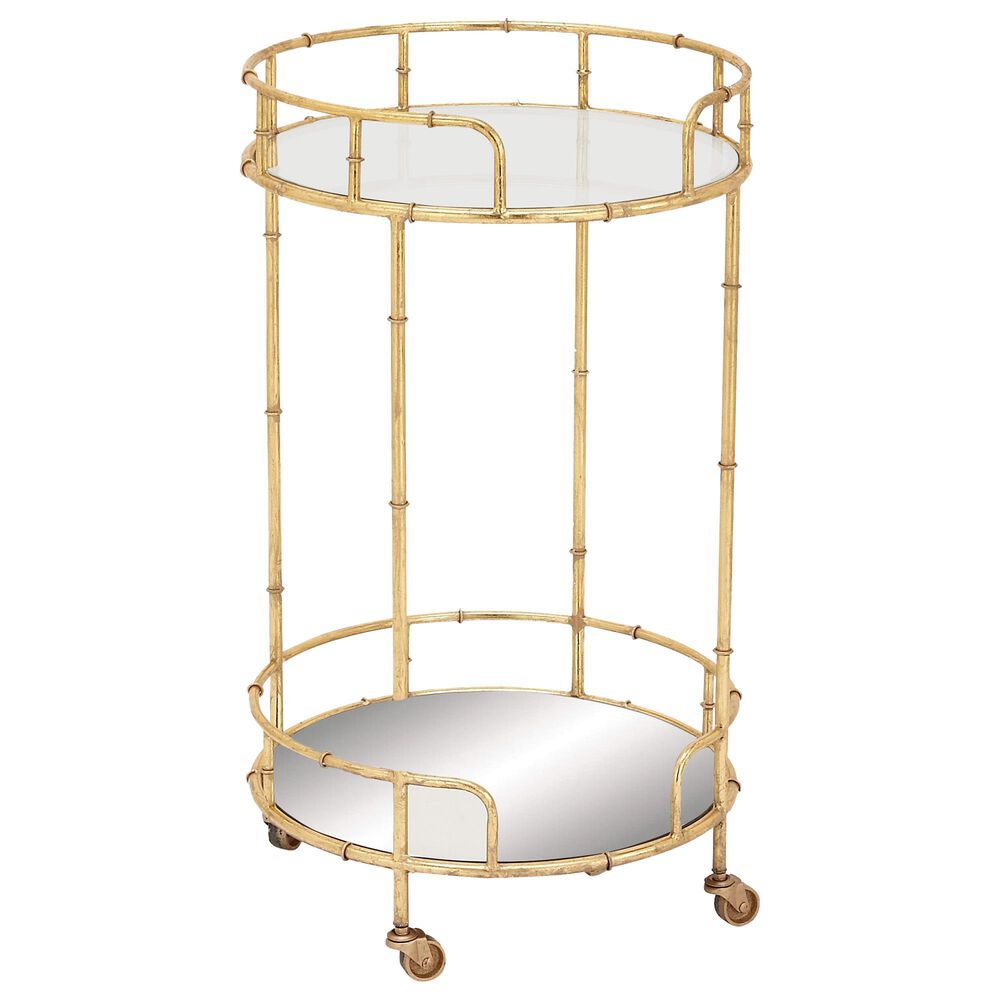 Maple and Jade 31" x 18" 2-Tier Bar Cart in Gold, , large