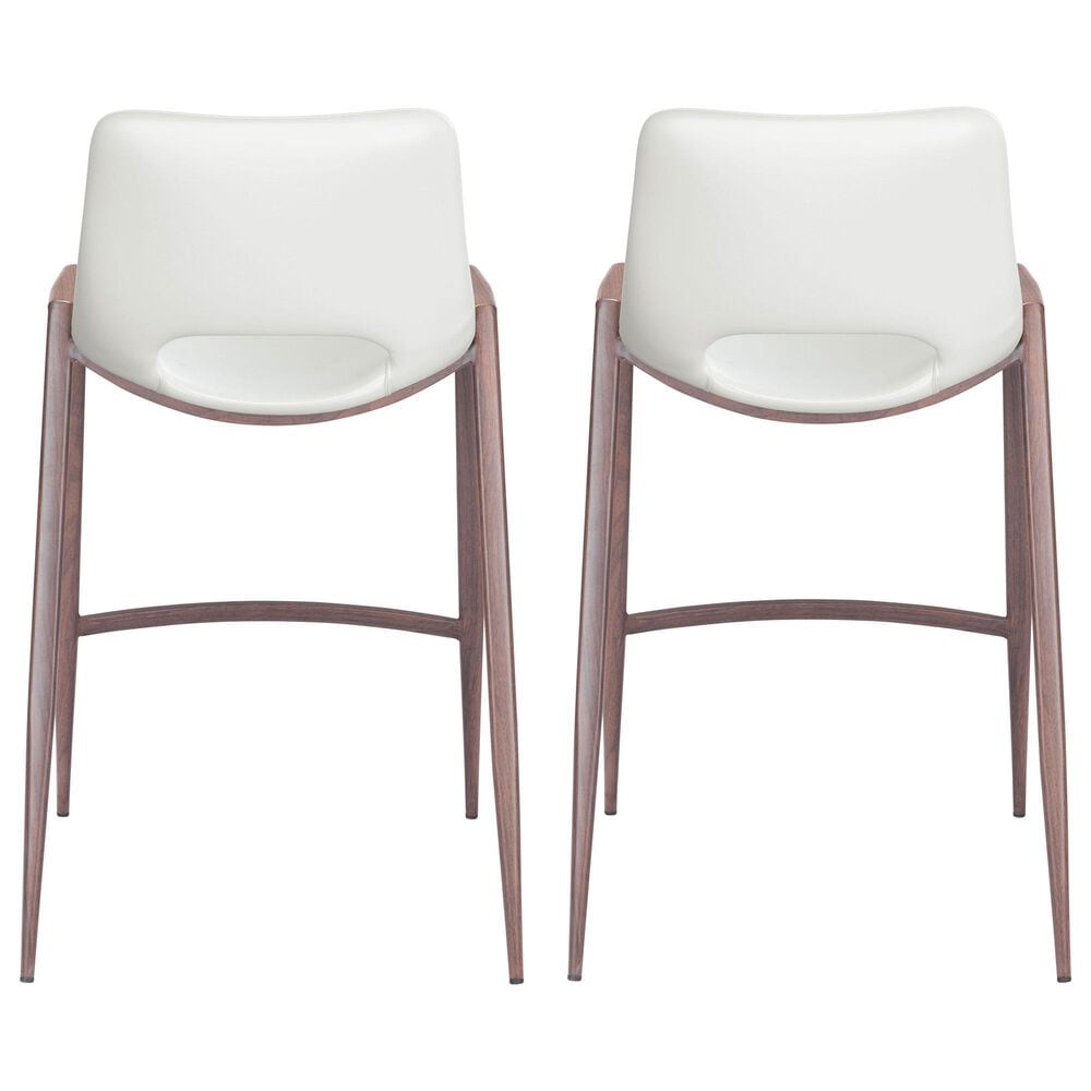 Zuo Modern Desi Counter Chair in White/Dark Brown &#40;Set of 2&#41;, , large
