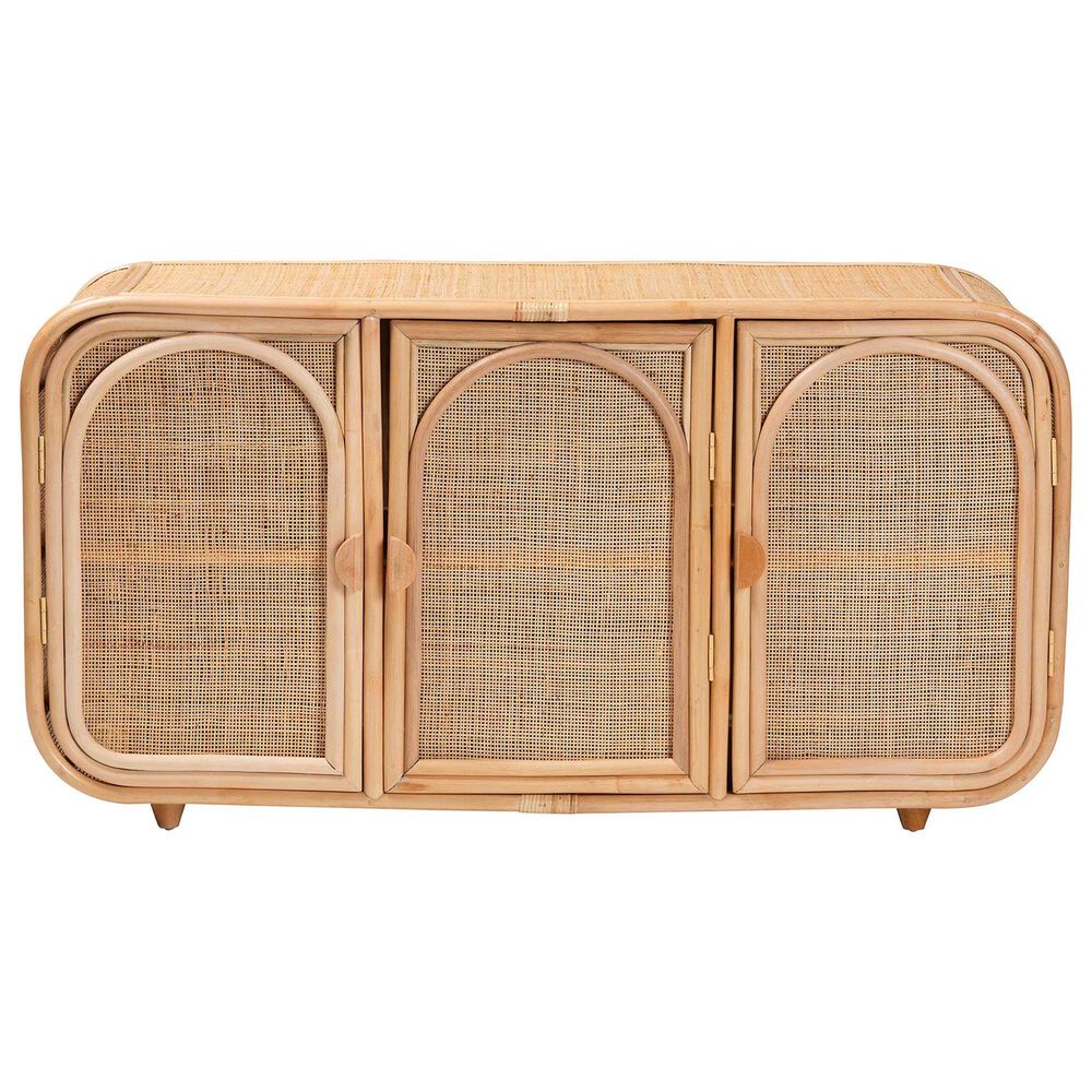 Baxton Studio Evania 3-Door Rattan Storage Cabinet in Natural, , large