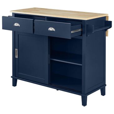 Crosley Furniture Cora Kitchen Island in Navy and Natural, , large