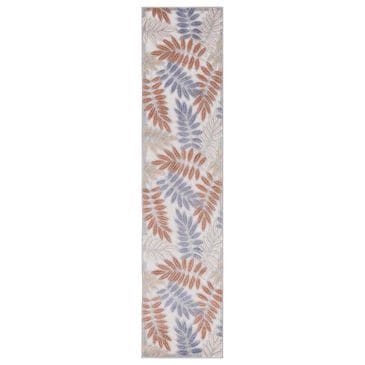 Nourison Aloha 2" x 6" Blue and Mocha Indoor/Outdoor Runner, , large
