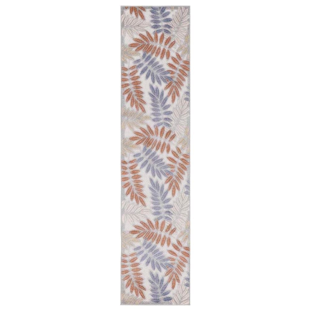 Nourison Aloha 2" x 6" Blue and Mocha Indoor/Outdoor Runner, , large