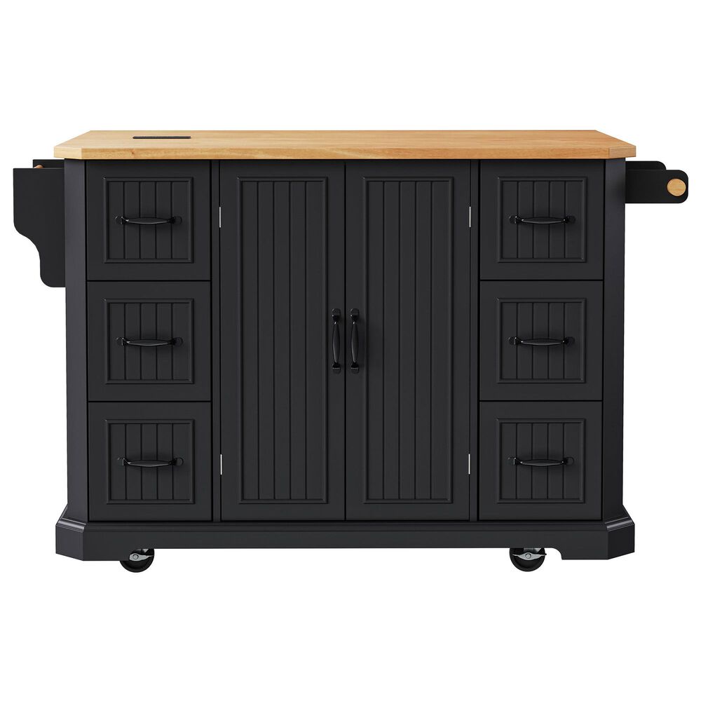 HOMLUX 56" Kitchen Island with Drop Leaf in Black, , large