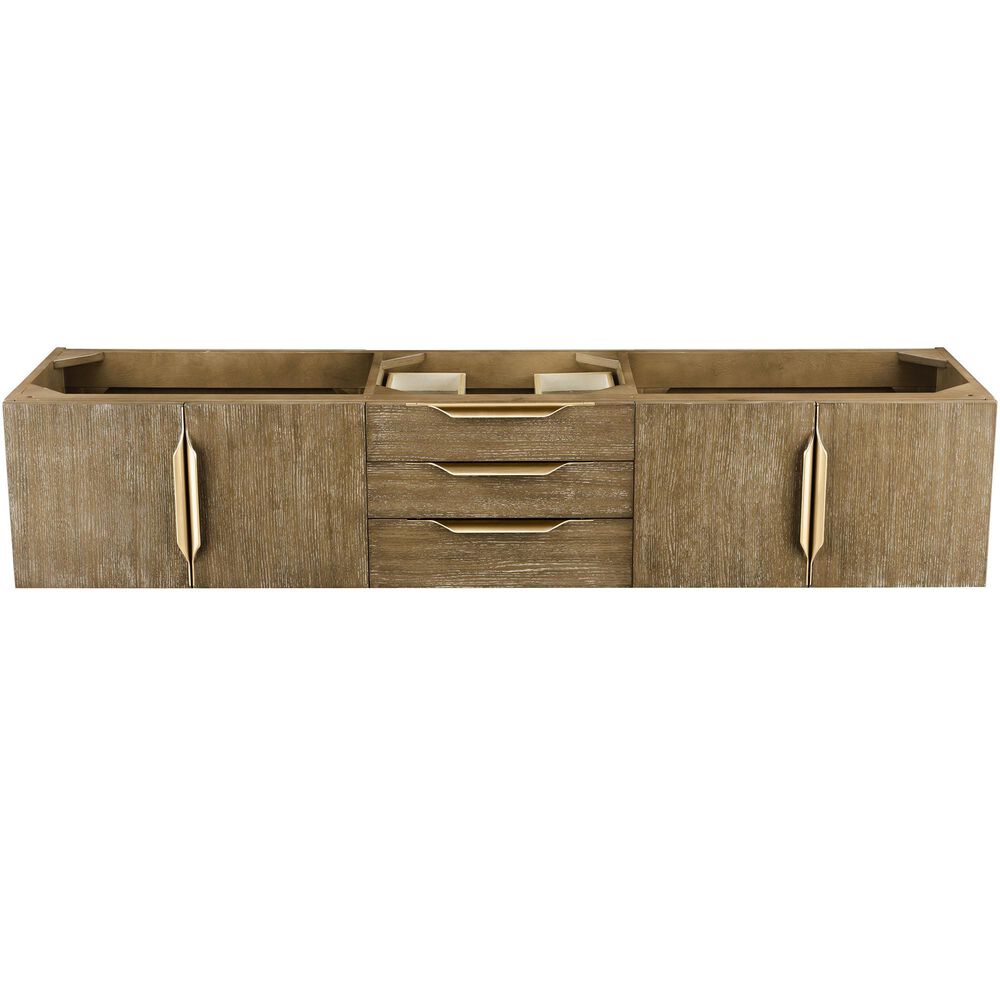 James Martin Mercer Island 72" Double Bathroom Vanity Cabinet in Latte Oak with Brushed Gold Hardware, , large