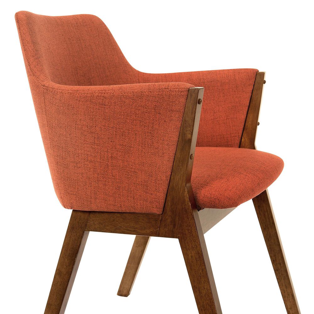 Armen Living Westmont and Renzo 5-Piece Dining Set with Orange Cushion in Walnut, , large