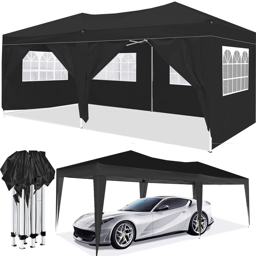 HOMLUX 10' x 20' Outdoor Pop Up Canopy Gazebo for Party in Black, , large