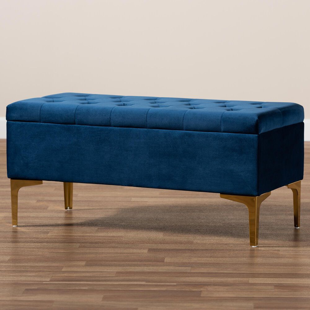 Baxton Studio Valere Storage Ottoman in Navy Blue, , large