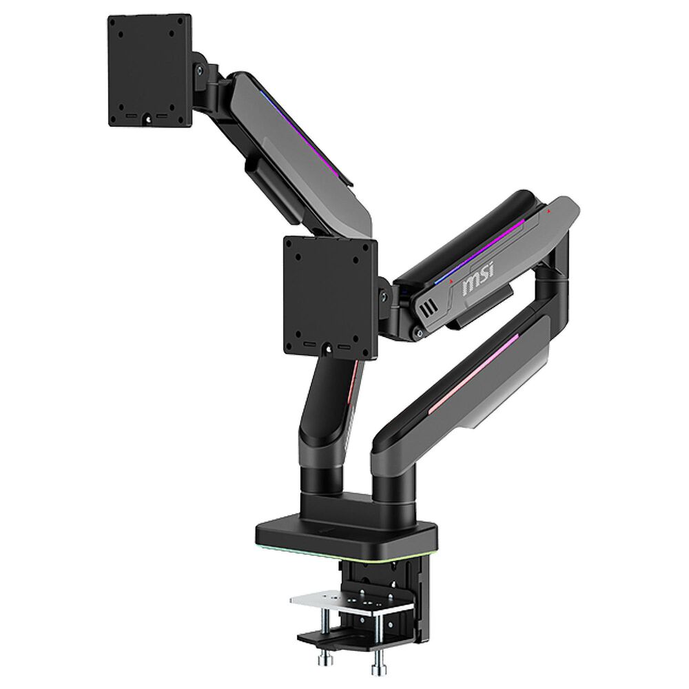 MSI Full-Motion Dual Monitor Mount for 17&quot;-35&quot; Screen in Matte Black and Painted Grey, , large