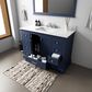 Lexora Home Dukes 48" Single Bathroom Vanity in Navy Blue with 2 cm White Carrara Marble Top and Rectangular Sink, , large