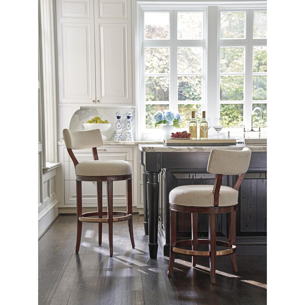Lexington Home Brands Rendezvous Giles Upholstered Swivel Bar Stool in Biscayne, , large