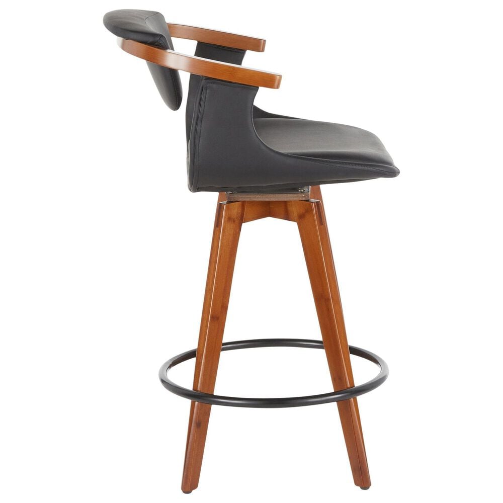 Lumisource Oracle Swivel Counter Stool with Black Cushion in Walnut and Black, , large