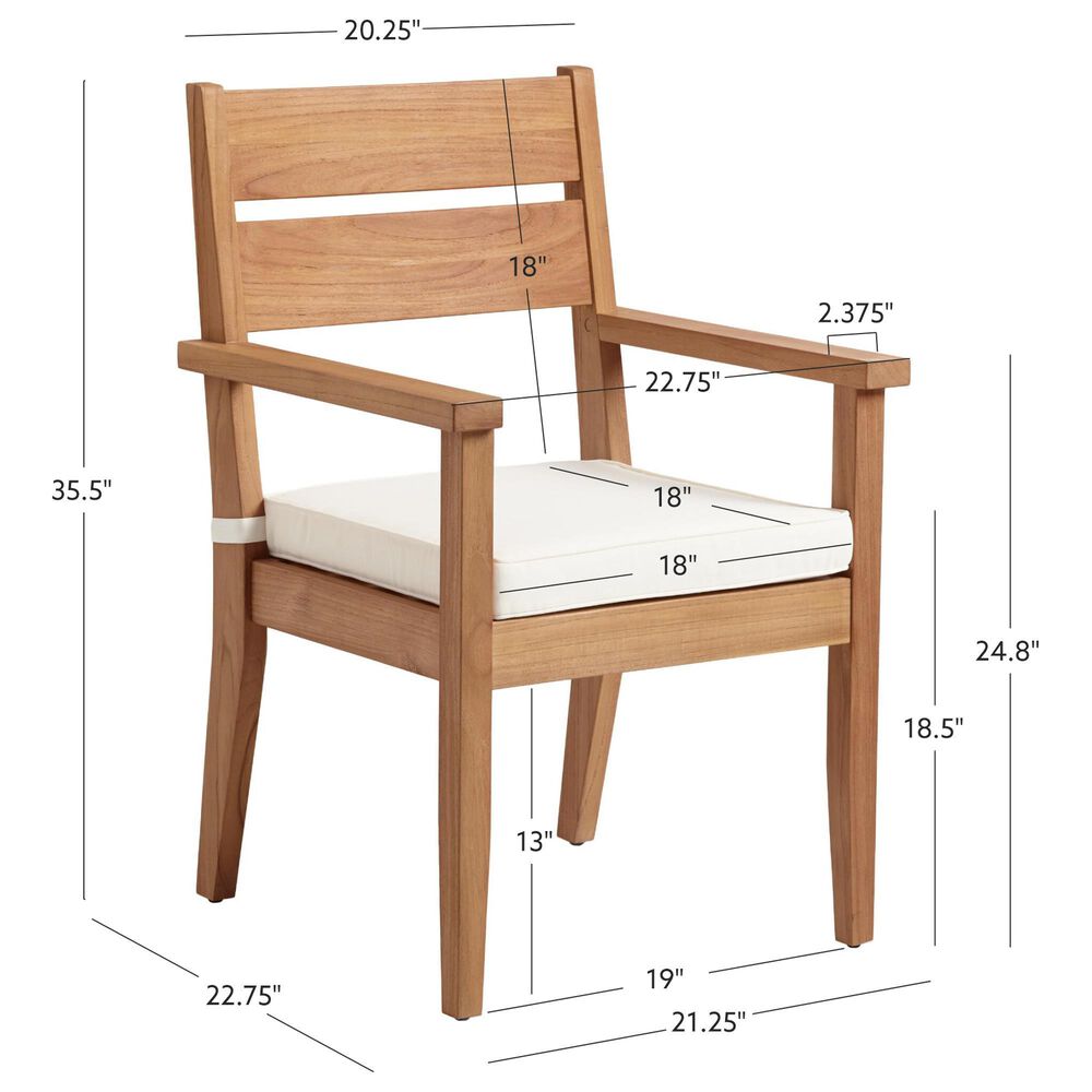 Linon Home Decor Carenen Patio Arm Chair with Antique White Cushion in Natural, , large