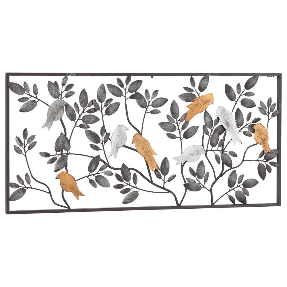 Maple and Jade Metal Wall Decor in White Washed Charcoal, , large