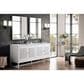 James Martin Vanities Athens 72" Double Bathroom Vanity in Glossy White with 3 cm Carrara White Marble Top and Rectangular Sinks, , large