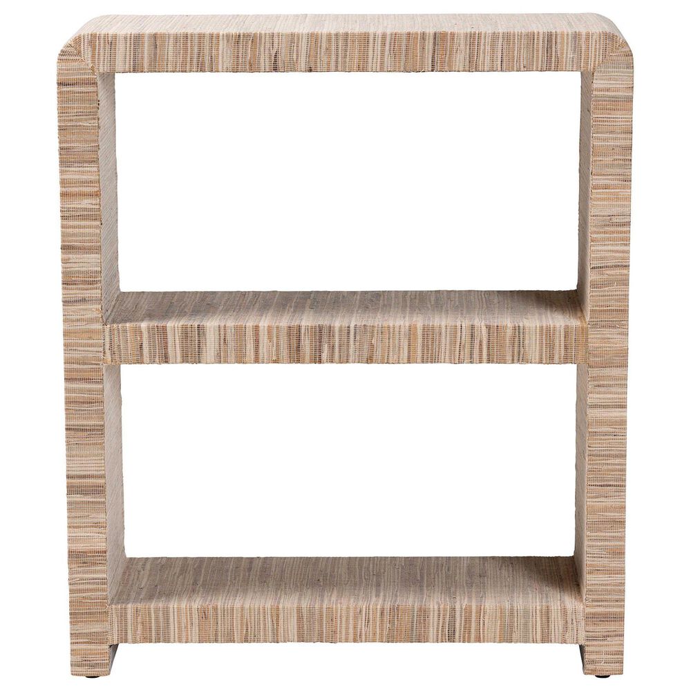 Baxton Studio Lucy 35" Bohemian Bookcase with Open Shelves in Natural, , large