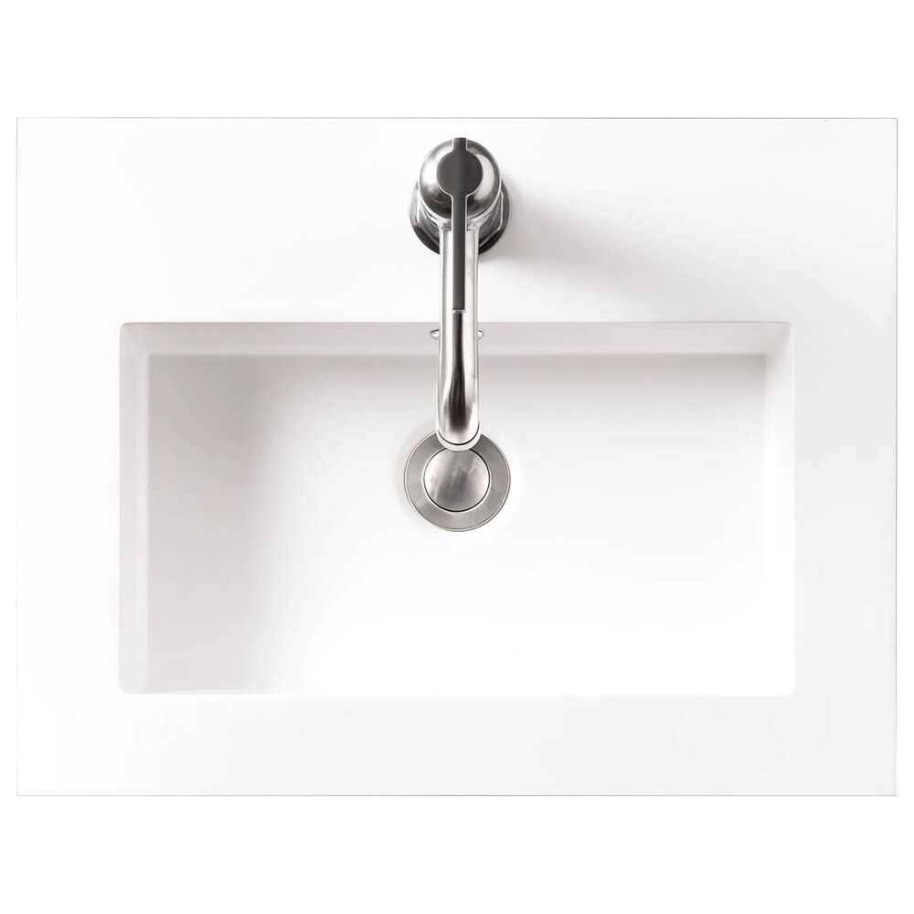 James Martin Vanities Boston 20&quot; Single Wall Brackets in Brushed Nickel with 3 cm White Glossy Resin Top and Rectangular Sink, , large