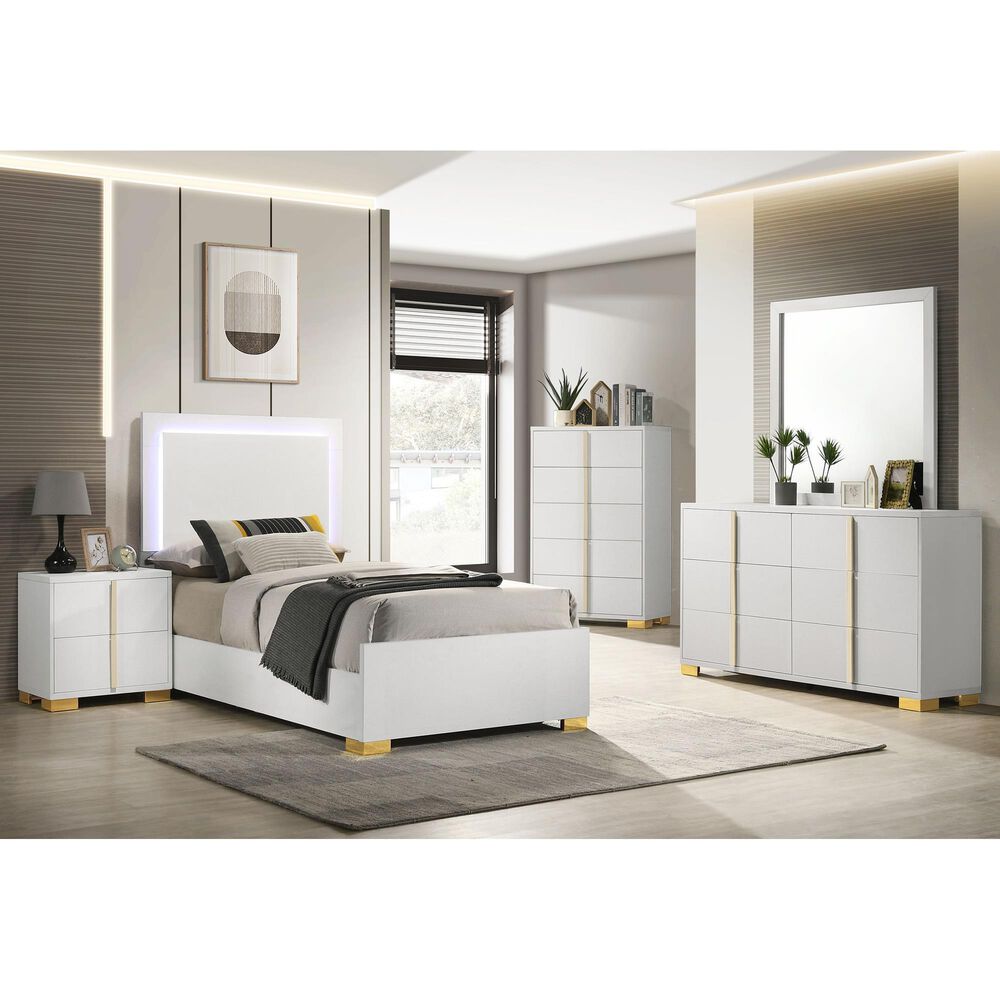 Pacific Landing Marceline 5-Piece Twin Bed Set in White, , large