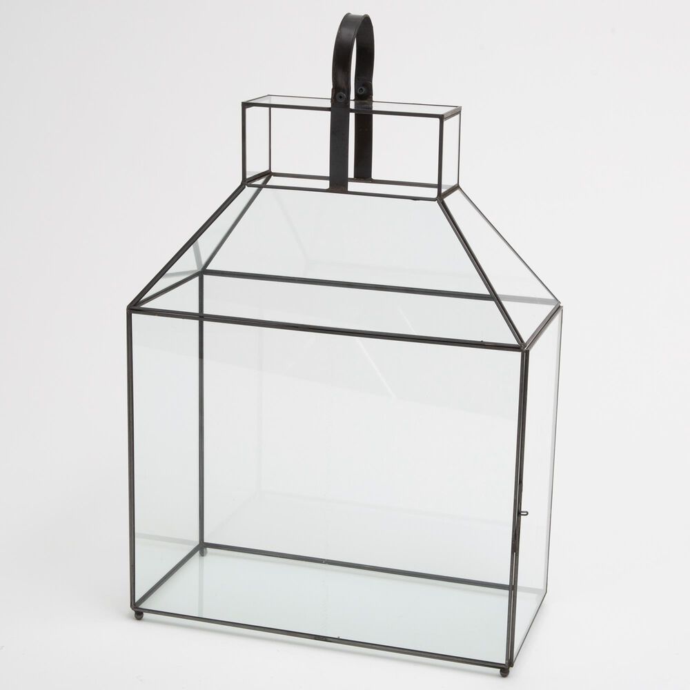 The Gerson Company Metal and Glass Holiday Lantern in Black, , large