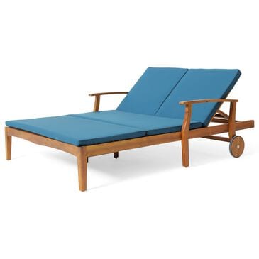 Hearth and Haven Perla Outdoor Double Chaise Lounge with Cushion in Teak, , large
