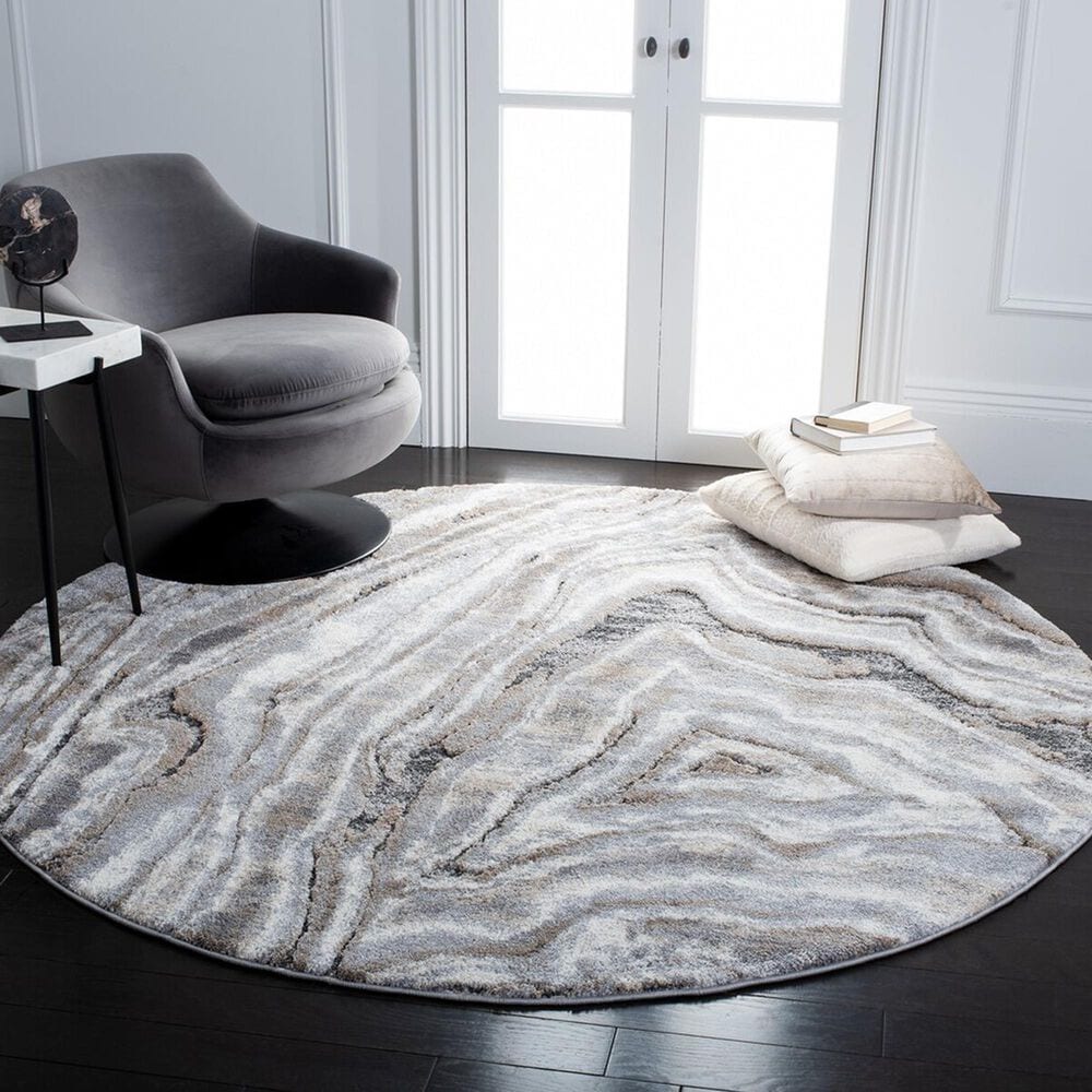 Safavieh Cyrus Shag 6&#39;7&quot; Round Beige and Grey Area Rug, , large