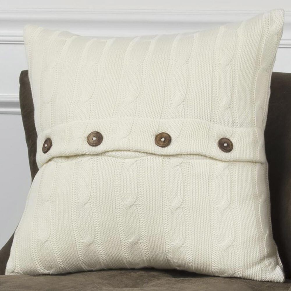 Rizzy Home 18" x 18" Pillow Cover in White with Buttons, , large