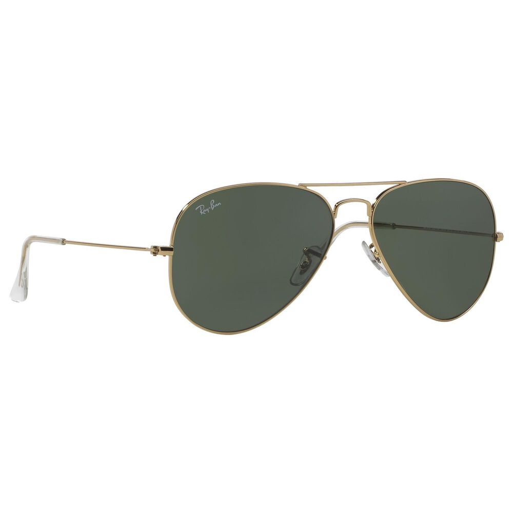 Rayban Glasses Aviator Classic Sunglasses with G-15 Green Lenses in Polished Arista Gold, , large