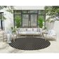 Nourison Twist Reversible 8" Round Black Indoor/Outdoor Area Rug, , large