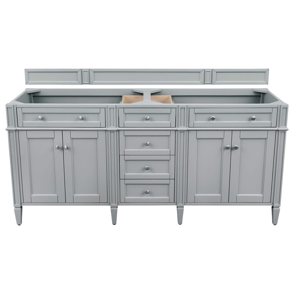 James Martin Vanities Brittany 72&quot; Double Bathroom Vanity in Urban Gray with 3 cm Eternal Jasmine Pearl Quartz Top and Rectangle Sinks, , large
