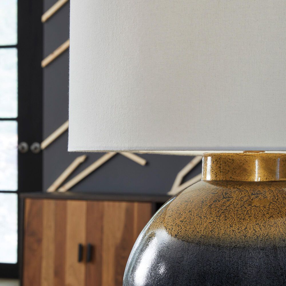 Ashley Adara Metal Table Lamp in Blue and Gold, , large
