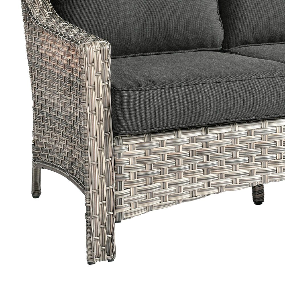 HOMLUX Outdoor Rattan Loveseat with Ergonomic in Black, , large