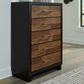 Ashley Kraeburn 5-Drawer Chest in Brown and Satin Black, , large