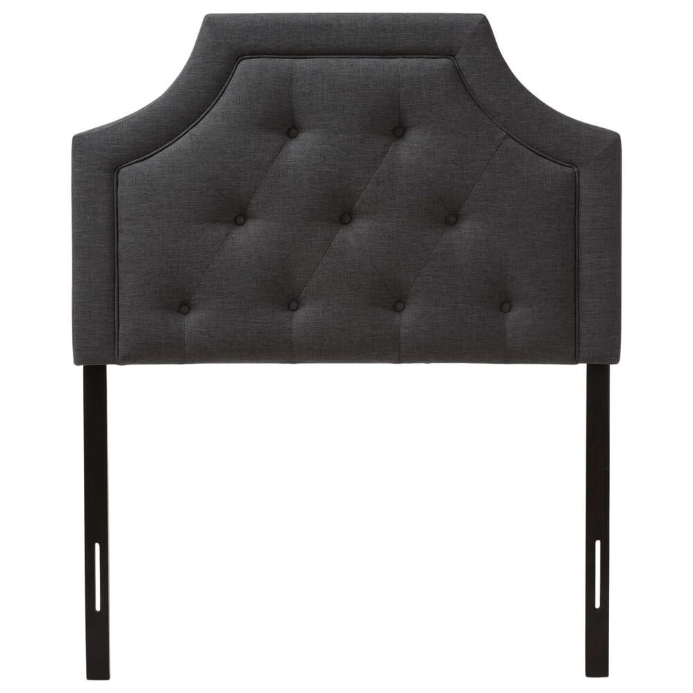 Baxton Studio Mars Twin Upholstered Panel Headboard in Dark Grey, , large