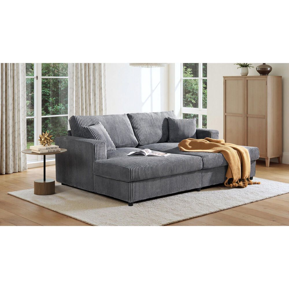 Jennifer Taylor Home Goliath Oversized Double Chaise Lounge Sofa Bed in Carbon Gray, , large