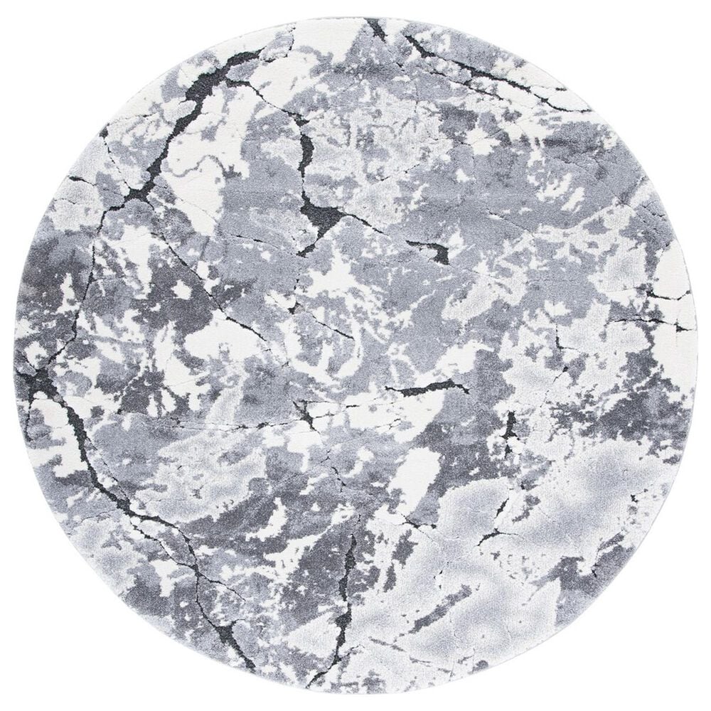 Safavieh Cyrus Shag CYR122F 6"7" Round Grey and Ivory Area Rug, , large