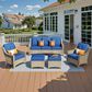 HOMLUX 5-Piece Patio Conversation Set with Two Ottomans in Navy Blue, , large