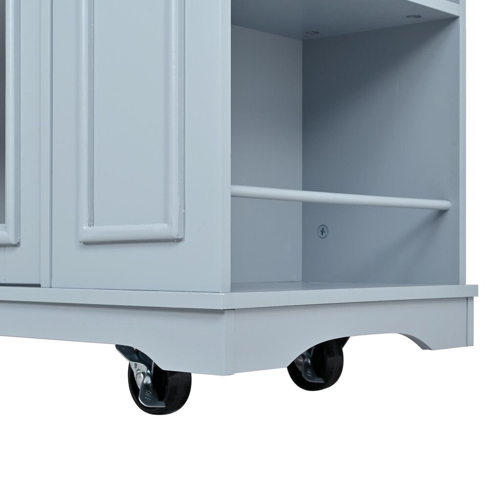 HOMLUX 54" Mobile Kitchen Island with Glass Door Storage in Grey and Blue, , large