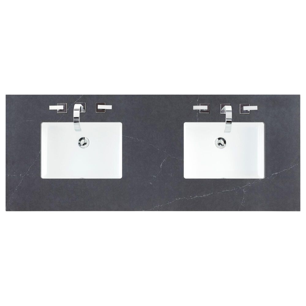 James Martin Vanities Brittany 60&quot; Double Bathroom Vanity in Black Onyx with 3 cm Charcoal Soapstone Quartz Top, , large