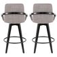 LumiSource Cosmo 26" Swivel Counter Stool with Grey Upholstery in Black (Set of 2), , large