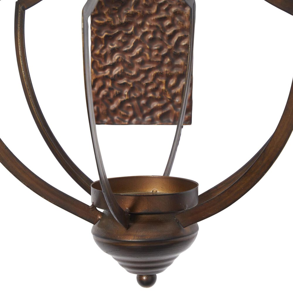 Maple and Jade 25&quot; Single Scroll Indoor/Outdoor Wall Mount Candle Holder in Weathered Bronze and Clear, , large