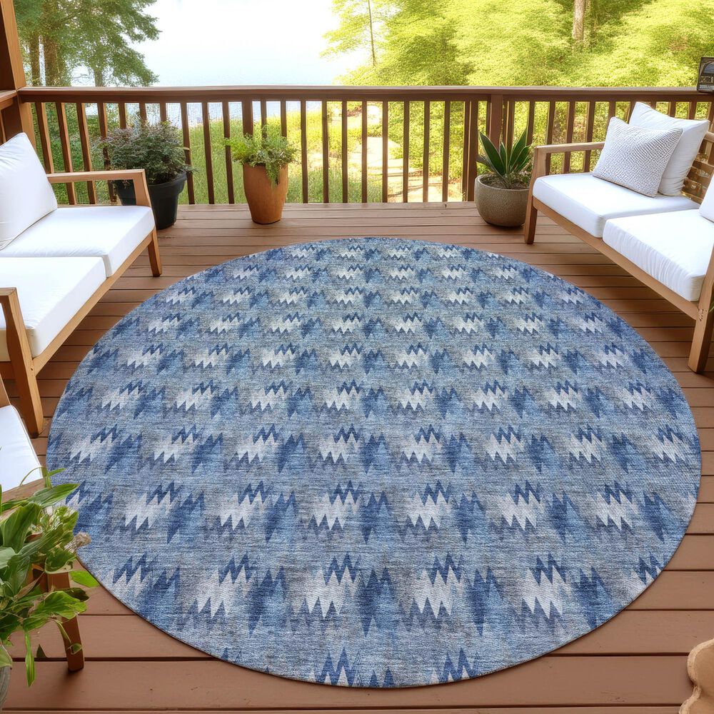 Dalyn Rug Company Soft Essentials Chevron Denim 8' Round Area Rug, , large