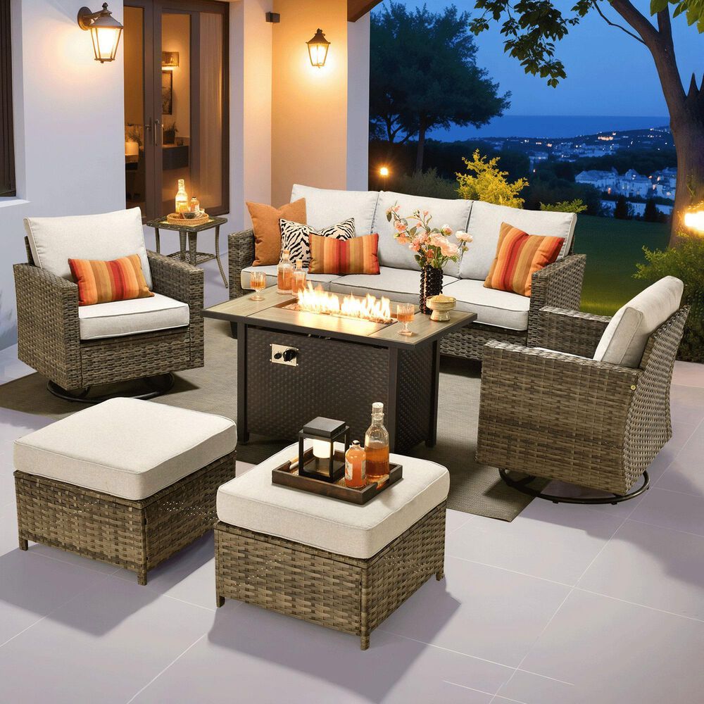 HOMLUX 7 Piece Outdoor Patio Set in Gray, , large