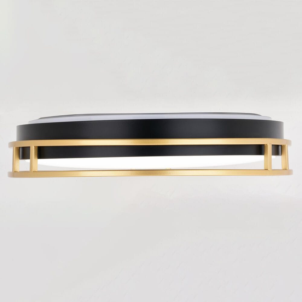 Vaxcel Northgate 16" 1-Light Flush Mount in Matte Black and Satin Gold, , large