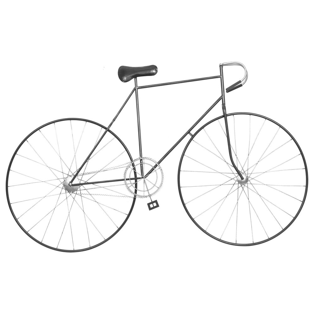 Maple and Jade 37" x 59" Bike Home Wall Decor with Seat and Handles in Silver and Black, , large