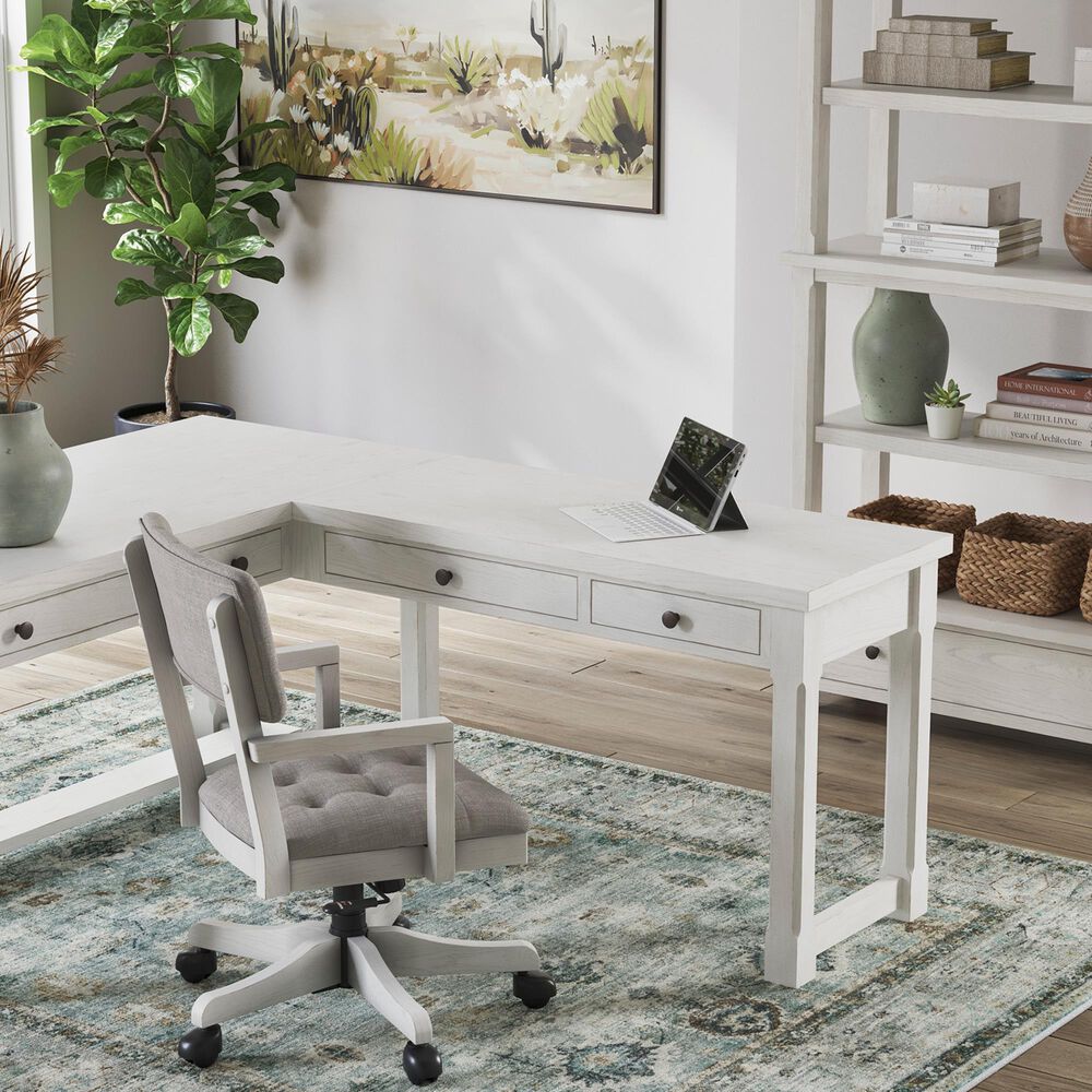 Ashley Robbinsdale 3-Piece L-Shape Desk and Bookcase Set in Antique White, , large