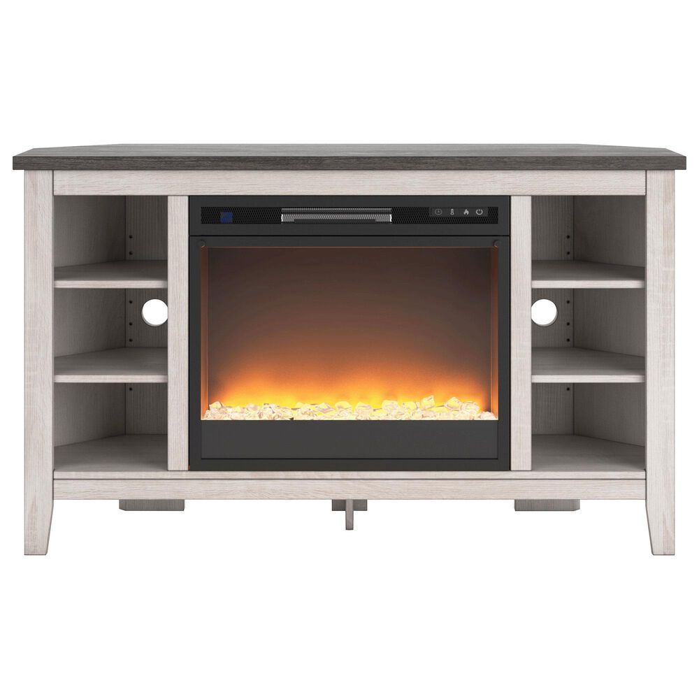 Ashley Dorrinson 48&quot; Corner TV Stand in Antiqued White and Gray, , large