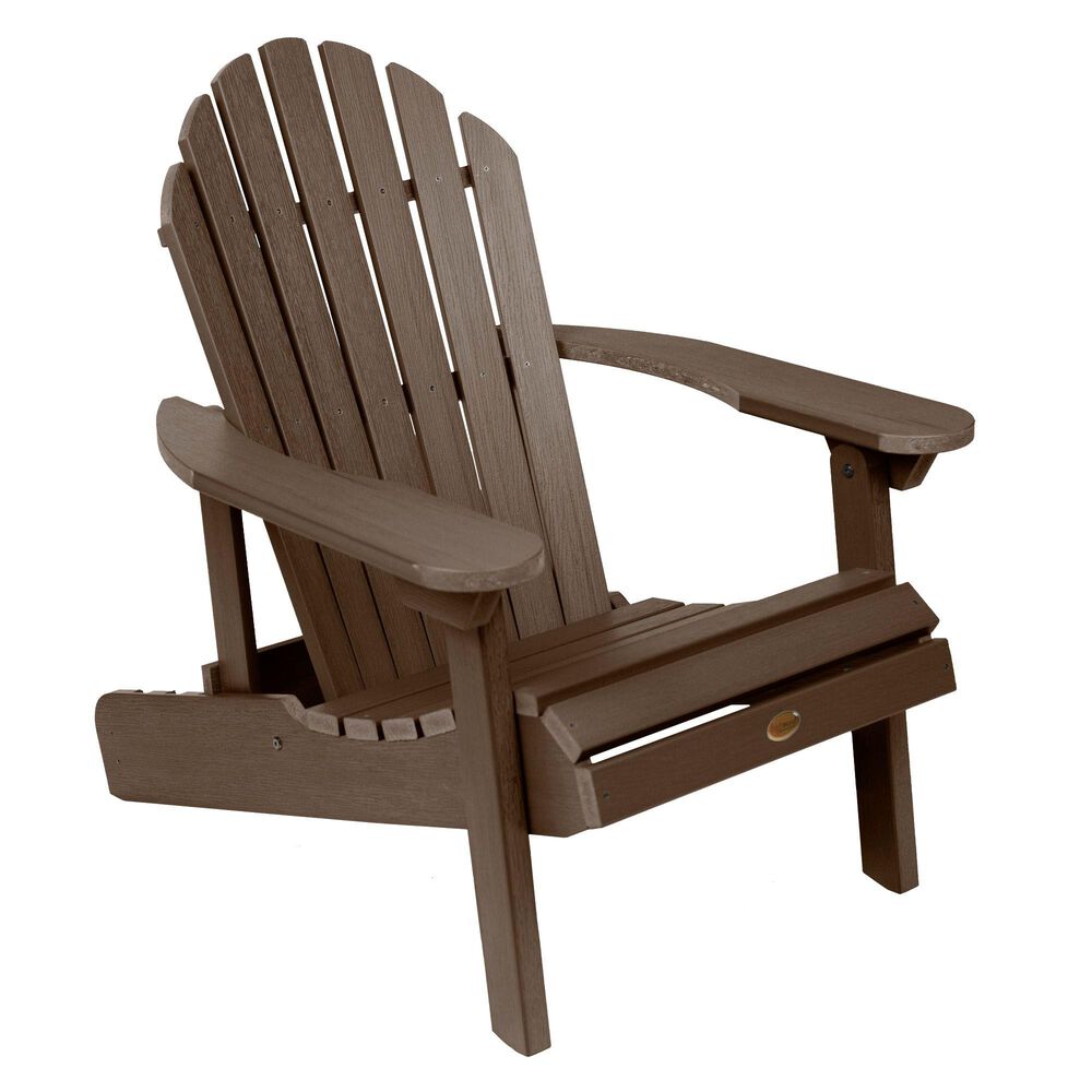 Highwood USA Hamilton Folding &amp; Reclining Adirondack Chair in Weathered Acorn, , large