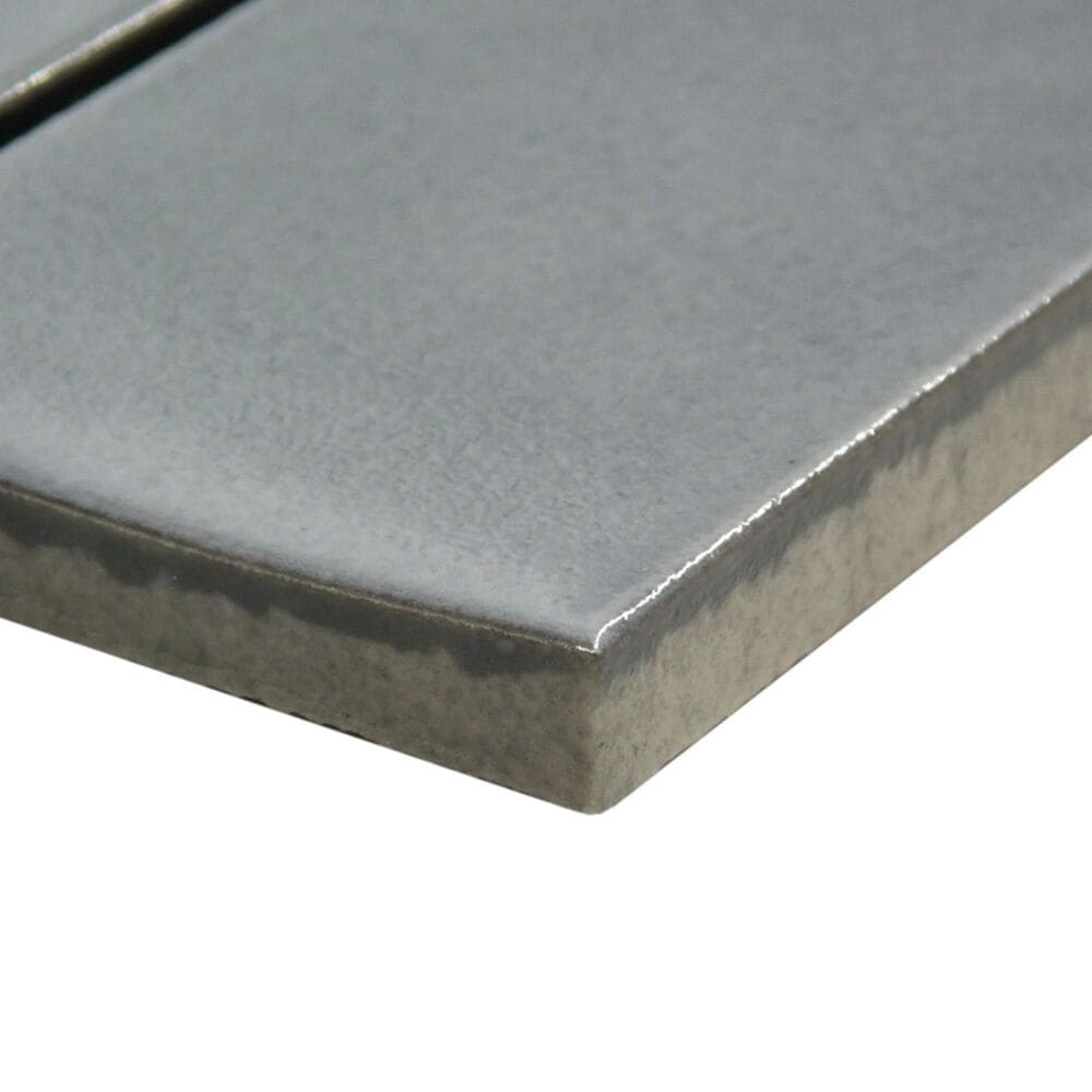 Emser Kaizen Gray 2" x 8" Rectangle on 9" x 15" Satin Porcelain Mosaic Sheet, , large