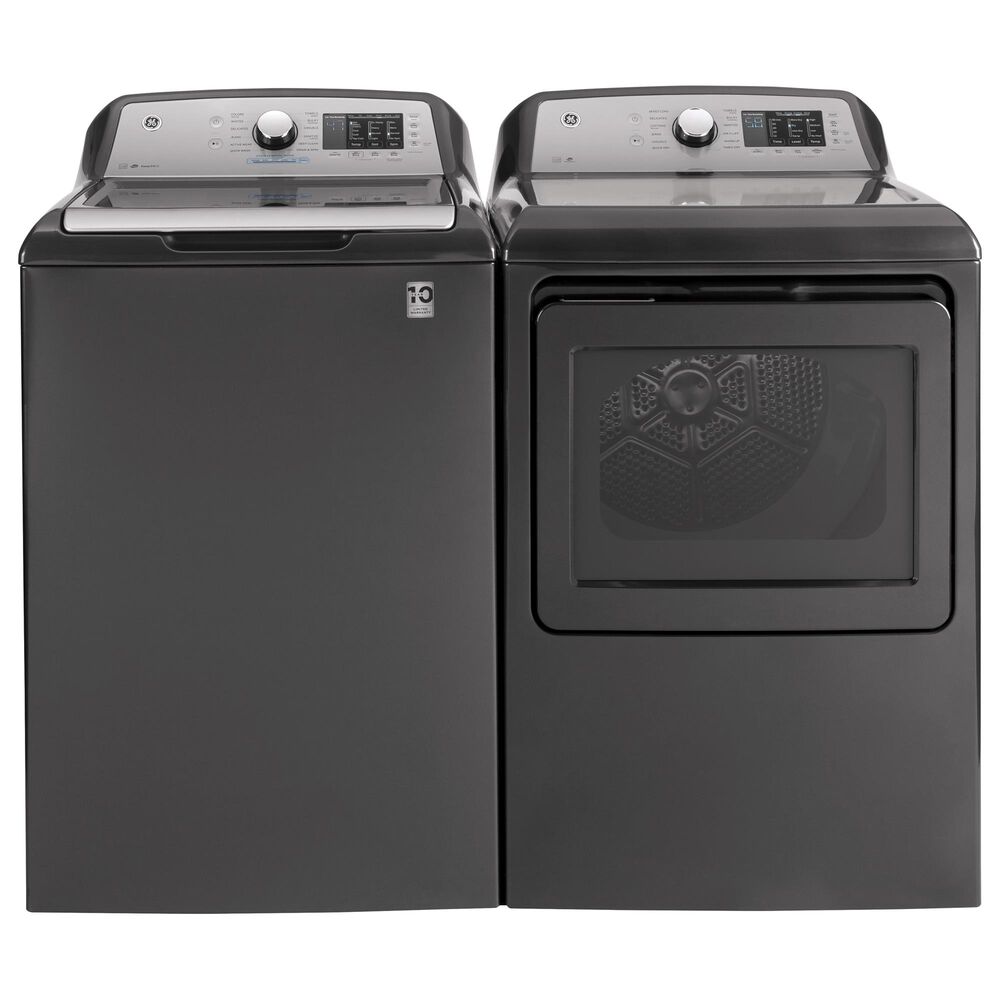 GE Appliances 4.6 Cu. Ft. Top Load Washer and 7.4 Cu. Ft. Gas Dryer Laundry Pair in Diamond Gray, , large